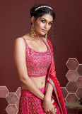 Good Looking Pink Party Wear Lehenga Choli For Chinon Silk Fabric