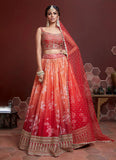 Double Shaded Orange Lehenga Choli With Tabby Silk Fabric