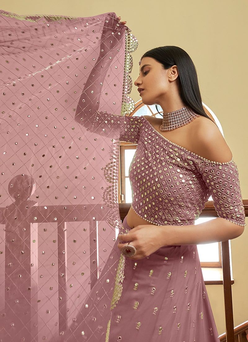 Party Wear Faux Georgette Onion Designer Lehenga Choli