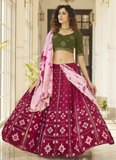 Wedding Special Deep Pink Georgette Lehenga For Sangeet
