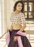 Latest Designer Purple Georgette Flared Lehenga Choli