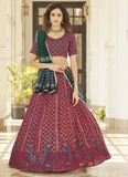 Peacock Design Georgette Deep Pink Kalidar Lehenga Choli