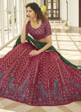 Peacock Design Georgette Deep Pink Kalidar Lehenga Choli