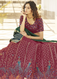 Peacock Design Georgette Deep Pink Kalidar Lehenga Choli