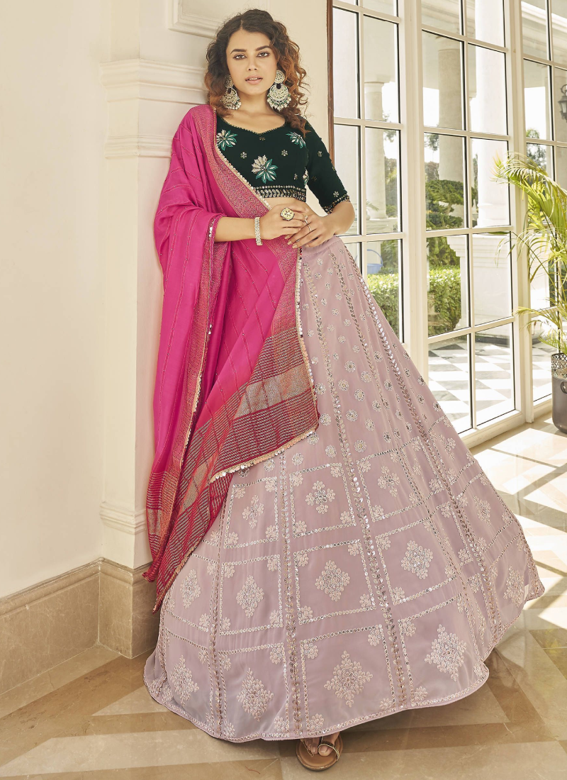 Designer Dusty Pink Georgette Lehenga For Wedding Party