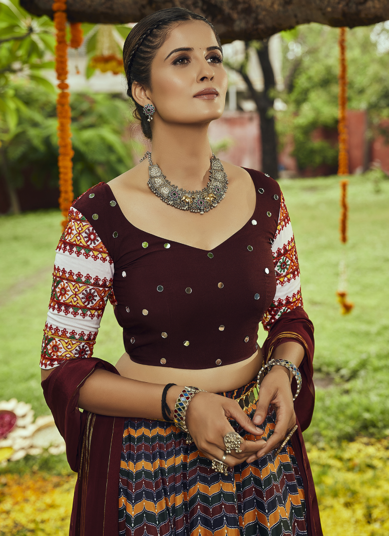 Multi Color Muslin Cotton Navratri Lehenga Choli