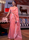 Occasion Wear Linen Peach Color Saree for Women