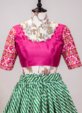 Chinon Green Leheriya Patola Printed Designer Lehenga Choli