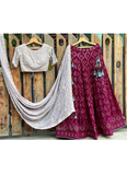 Enhanced Thread Sequence Georgette Fabric Purple Lehenga