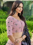 Excellent Thread Embroidered Dusty Pink Georgette Lehenga Choli