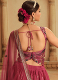 Fancy Blouse With Embroidered Deep Pink Shaded Lehenga Choli