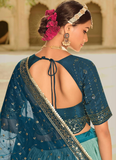 Fancy Choli With Shaded Teal Blue Embroidered Lehenga Choli