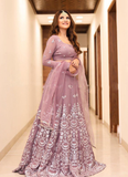Foil Mirror Georgette Purple Mauve Lehenga Choli For Women