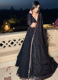 Full Sequence Work Georgette Black Color Lehenga Choli Set