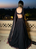 Full Sequence Work Georgette Black Color Lehenga Choli Set