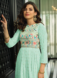 Wedding Wear Light Blue Georgette Gown With Nazmeen Dupatta