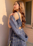 Grey Sequence Work Georgette Lehenga Choli For Party Wear
