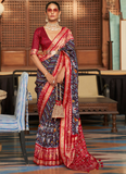 Attractive Grey Color Silk Patola Saree Design