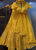 Haldi Functional Foil Mirror Yellow Georgette Lehenga Choli