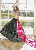 Georgette Fabric Dark Green Color New Designer Lehenga
