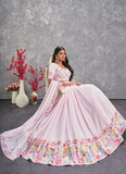 Latest Floral Embroidered Georgette Light Pink Lehenga Choli