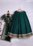 Mehendi Function Bottle Green Emerald Art Silk Lehenga