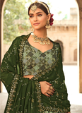 Mehendi Wear Shaded Green Silk Sequence Work Lehenga Choli