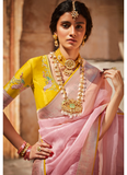 Desirable Looking Zari Woven Banarasi Silk Saree With Pink Color