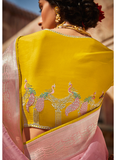 Desirable Looking Zari Woven Banarasi Silk Saree With Pink Color