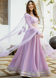 Plain Gota Patti Work Georgette Light Lavender Lehenga Choli