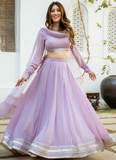 Plain Gota Patti Work Georgette Light Lavender Lehenga Choli