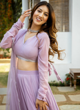 Plain Gota Patti Work Georgette Light Lavender Lehenga Choli