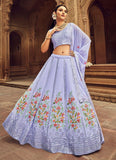 Prettiest Lavender Floral Embroidered Georgette Lehenga Choli