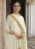 Pure Georgette Embroidery Work White Color Anarkali Salwar Suit