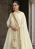 Pure Georgette Embroidery Work White Color Anarkali Salwar Suit
