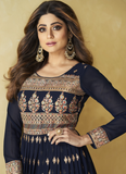 Pure Georgette Navy Blue Party Wear Suits for Women