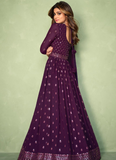 Thread Sequence Work Purple Georgette Anarkali Salwar Kameez