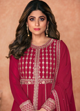 Maroon Color Georgette Floor Length Simple Anarkali Dress