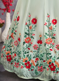 Sea Green Floral Embroidery Work Georgette Lehenga Choli
