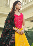 Sequence Embroidered Georgette Yellow Lehenga For Haldi Function