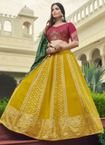 Stunning Georgette Yellow Thread Sequence Work Lehenga Choli