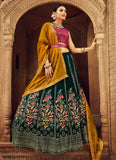 Wonderful Floral Embroidered Bottle Green Georgette Lehenga