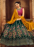 Wonderful Floral Embroidered Bottle Green Georgette Lehenga