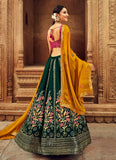 Wonderful Floral Embroidered Bottle Green Georgette Lehenga