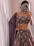 light purple thread sequence work georgette party wear lehenga