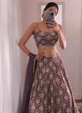 light purple thread sequence work georgette party wear lehenga
