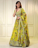 Alluring Digital Printed Organza lehenga choli with allover Sequin zari embroidery work