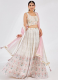 Beautiful Milky white georgette Party wear lehenga choli with embroidery work