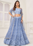 Blue Color Soft Net Indian Wedding Heavy Lehenga Choli