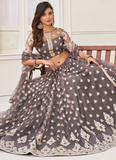 Grey Zari Sequence Work Soft Net Lehenga Choli For Wedding